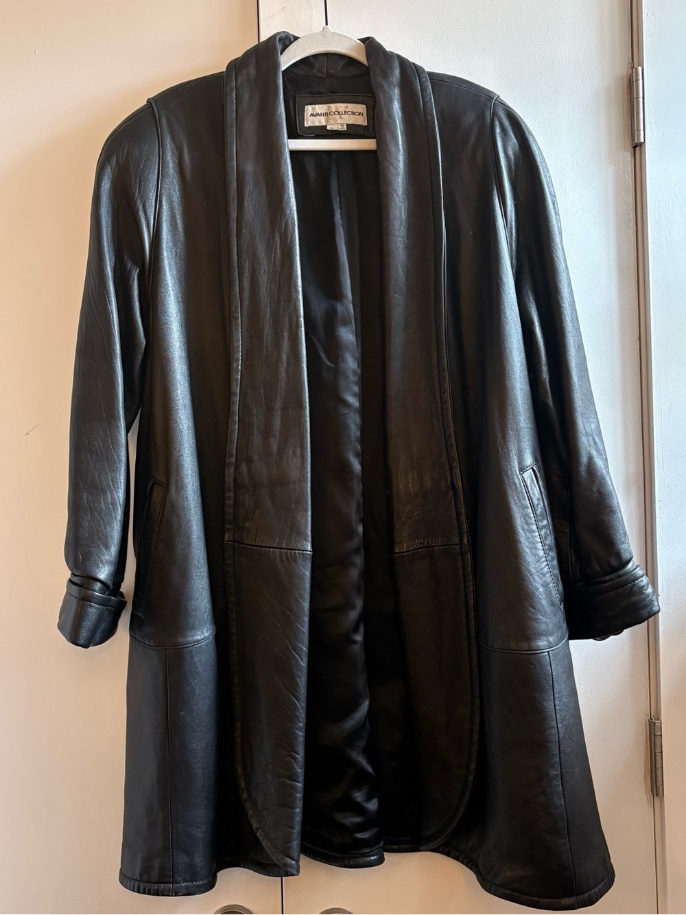 Vintage Black Leather Trench Coat